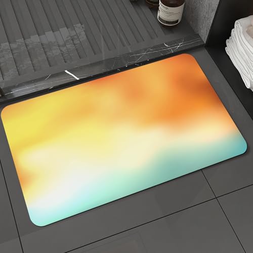 KDWJS Badematte rutschfest Super Absorbierende Badezimmerteppich,Waschbar Duschvorleger,Badewannen undBadezimmer,Gelb und Blau, Unschärfe Bild verträumte Anzeige abstrakt,40x60 cm von KDWJS