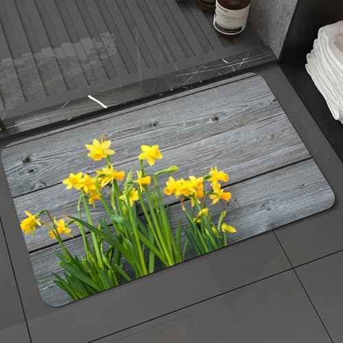 KDWJS Badematte rutschfest Super Absorbierende Badezimmerteppich,Waschbar Duschvorleger,Badewannen undBadezimmer,Gelbe Blume, Strauß Narzissen auf Holzbrettern im rustikalen Garten,40x60 cm KDWJS Badematte rutschfest Super Absorbierende Badezimmerteppich,Waschbar Duschvorleger,Badewannen undBadezimmer,Gelbe Blume, Strauß Narzissen auf Holzbrettern im rustikalen Garten,40x60 cm von KDWJS