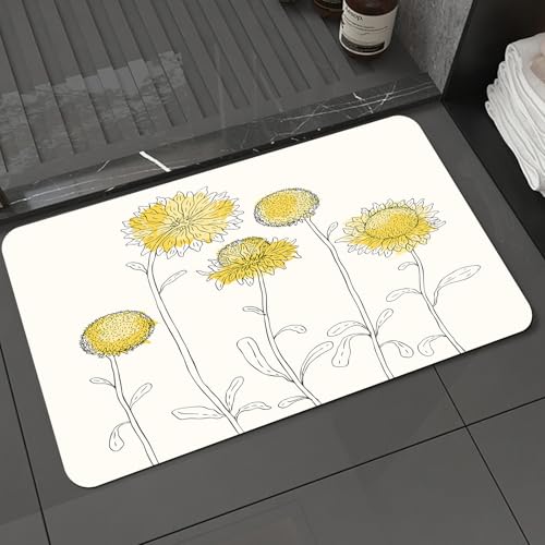 KDWJS Badematte rutschfest Super Absorbierende Badezimmerteppich,Waschbar Duschvorleger,Badewannen undBadezimmer,Gelbe Blume, handgezeichnete Sonnenblume auf Zweigen Blütenblatt,40x60 cm KDWJS Badematte rutschfest Super Absorbierende Badezimmerteppich,Waschbar Duschvorleger,Badewannen undBadezimmer,Gelbe Blume, handgezeichnete Sonnenblume auf Zweigen Blütenblatt,40x60 cm von KDWJS