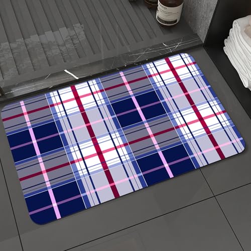 KDWJS Badematte rutschfest Super Absorbierende Badezimmerteppich,Waschbar Duschvorleger,Badewannen undBadezimmer,Gitter, klassisches Retro-Design, lila Sich kreuzende Linien in Rot, Grau un,40x60 cm KDWJS Badematte rutschfest Super Absorbierende Badezimmerteppich,Waschbar Duschvorleger,Badewannen undBadezimmer,Gitter, klassisches Retro-Design, lila Sich kreuzende Linien in Rot, Grau un,40x60 cm von KDWJS