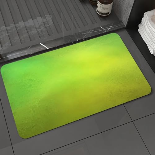 KDWJS Badematte rutschfest Super Absorbierende Badezimmerteppich,Waschbar Duschvorleger,Badewannen undBadezimmer,Grün, abstrakte sanften Tönen Sommer Öko Natur Thema verblasste Töne ad deko,40x60 cm von KDWJS