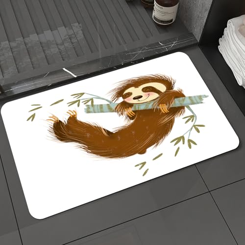 KDWJS Badematte rutschfest Super Absorbierende Badezimmerteppich,Waschbar Duschvorleger,Badewannen undBadezimmer,Handgezeichnete Illustration eines niedlichen braunen Cartoon-Faultiers, das,40x60 cm KDWJS Badematte rutschfest Super Absorbierende Badezimmerteppich,Waschbar Duschvorleger,Badewannen undBadezimmer,Handgezeichnete Illustration eines niedlichen braunen Cartoon-Faultiers, das,40x60 cm von KDWJS