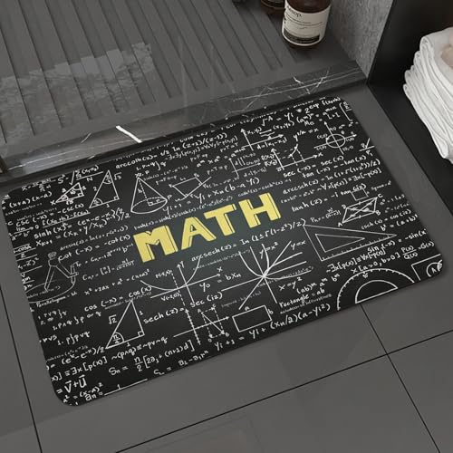 KDWJS Badematte rutschfest Super Absorbierende Badezimmerteppich,Waschbar Duschvorleger,Badewannen undBadezimmer,Handgezeichnete Mathematikformeln auf der Tafel für Hintergrundbanner, Buchc,40x60 cm von KDWJS