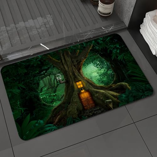 KDWJS Badematte rutschfest Super Absorbierende Badezimmerteppich,Waschbar Duschvorleger,Badewannen undBadezimmer,Haus von einem Baum gebaut mit Einer charmanten Tür und Fenstern sitzt in de,40x60 cm KDWJS Badematte rutschfest Super Absorbierende Badezimmerteppich,Waschbar Duschvorleger,Badewannen undBadezimmer,Haus von einem Baum gebaut mit Einer charmanten Tür und Fenstern sitzt in de,40x60 cm von KDWJS