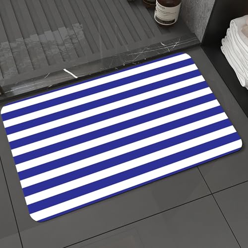 KDWJS Badematte rutschfest Super Absorbierende Badezimmerteppich,Waschbar Duschvorleger,Badewannen undBadezimmer,Horizontale Reine Blaue Streifen Muster Hintergrund, horizontale Hintergrund,40x60 cm von KDWJS