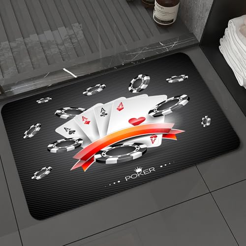 KDWJS Badematte rutschfest Super Absorbierende Badezimmerteppich,Waschbar Duschvorleger,Badewannen undBadezimmer,Illustration zu einem Casino-Thema mit Pokersymbolen und Pokerkarten auf dun,40x60 cm KDWJS Badematte rutschfest Super Absorbierende Badezimmerteppich,Waschbar Duschvorleger,Badewannen undBadezimmer,Illustration zu einem Casino-Thema mit Pokersymbolen und Pokerkarten auf dun,40x60 cm von KDWJS