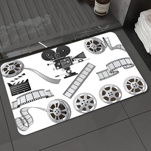 KDWJS Badematte rutschfest Super Absorbierende Badezimmerteppich,Waschbar Duschvorleger,Badewannen undBadezimmer,Kino, Graustufen-Illustration zum Thema Filmindustrie von Projektor-Filmtafe,40x60 cm KDWJS Badematte rutschfest Super Absorbierende Badezimmerteppich,Waschbar Duschvorleger,Badewannen undBadezimmer,Kino, Graustufen-Illustration zum Thema Filmindustrie von Projektor-Filmtafe,40x60 cm von KDWJS