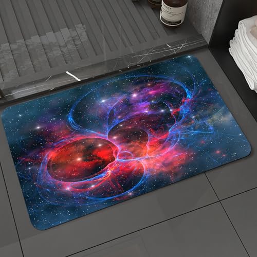 KDWJS Badematte rutschfest Super Absorbierende Badezimmerteppich,Waschbar Duschvorleger,Badewannen undBadezimmer,Kosmische Bilder und ineinander verschlungene Halogen-kosmische Phänomene, m,40x60 cm von KDWJS