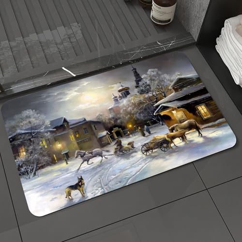 KDWJS Badematte rutschfest Super Absorbierende Badezimmerteppich,Waschbar Duschvorleger,Badewannen undBadezimmer,Ländliche Landschaft Öl auf Leinwand,40x60 cm KDWJS Badematte rutschfest Super Absorbierende Badezimmerteppich,Waschbar Duschvorleger,Badewannen undBadezimmer,Ländliche Landschaft Öl auf Leinwand,40x60 cm von KDWJS