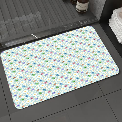 KDWJS Badematte rutschfest Super Absorbierende Badezimmerteppich,Waschbar Duschvorleger,Badewannen undBadezimmer,Marien, Bunte Gänseblümchen und Marien Bild Glücksbringer Entdecken Sie Ihr,40x60 cm von KDWJS