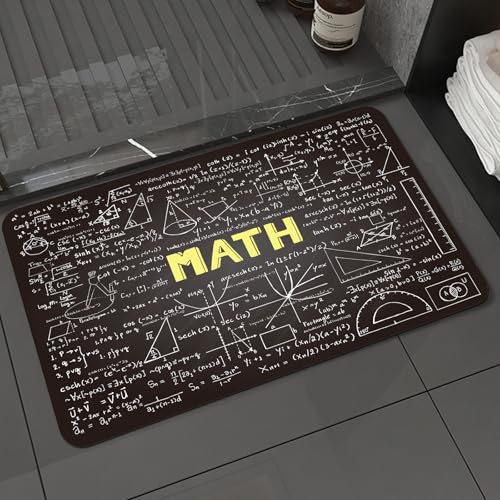 KDWJS Badematte rutschfest Super Absorbierende Badezimmerteppich,Waschbar Duschvorleger,Badewannen undBadezimmer,Mathematik Klassenzimmer Dekor, dunkle Tafel Wort Mathematik,40x60 cm von KDWJS