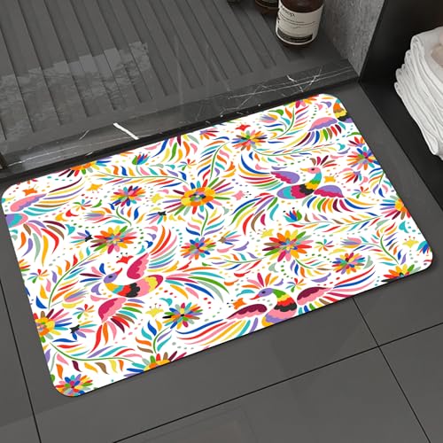KDWJS Badematte rutschfest Super Absorbierende Badezimmerteppich,Waschbar Duschvorleger,Badewannen undBadezimmer,Mexikanisch, Bunte Natur inspiriert ethnische Muster Vögel Flo1,40x60 cm KDWJS Badematte rutschfest Super Absorbierende Badezimmerteppich,Waschbar Duschvorleger,Badewannen undBadezimmer,Mexikanisch, Bunte Natur inspiriert ethnische Muster Vögel Flo1,40x60 cm von KDWJS