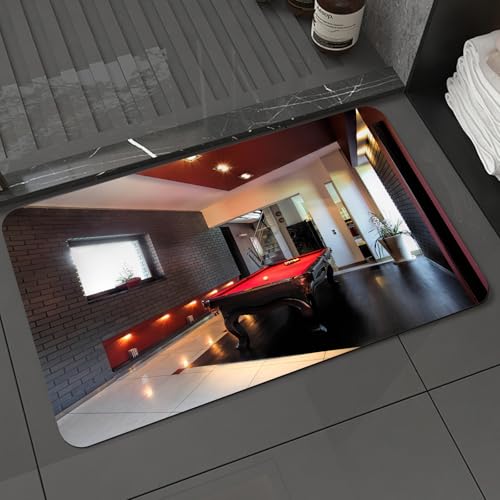 KDWJS Badematte rutschfest Super Absorbierende Badezimmerteppich,Waschbar Duschvorleger,Badewannen undBadezimmer,Modernes Dekor, Haus mit Snooker-Tisch Hobby Pool Spiel Wohnung Möbel Freize,40x60 cm von KDWJS
