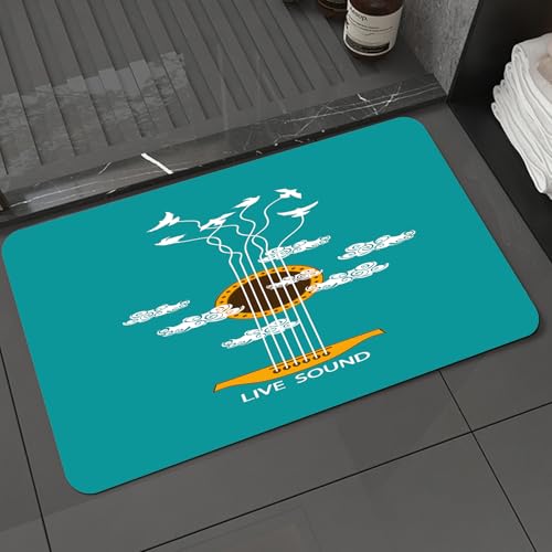 KDWJS Badematte rutschfest Super Absorbierende Badezimmerteppich,Waschbar Duschvorleger,Badewannen undBadezimmer,Musikalische Illustration mit Konzeptgitarre und Vögeln am Himmel,40x60 cm KDWJS Badematte rutschfest Super Absorbierende Badezimmerteppich,Waschbar Duschvorleger,Badewannen undBadezimmer,Musikalische Illustration mit Konzeptgitarre und Vögeln am Himmel,40x60 cm von KDWJS