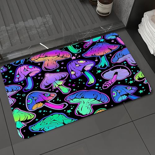 KDWJS Badematte rutschfest Super Absorbierende Badezimmerteppich,Waschbar Duschvorleger,Badewannen undBadezimmer,Nahtlose Illustration mit Hellen psychedelischen Pilzen,40x60 cm KDWJS Badematte rutschfest Super Absorbierende Badezimmerteppich,Waschbar Duschvorleger,Badewannen undBadezimmer,Nahtlose Illustration mit Hellen psychedelischen Pilzen,40x60 cm von KDWJS