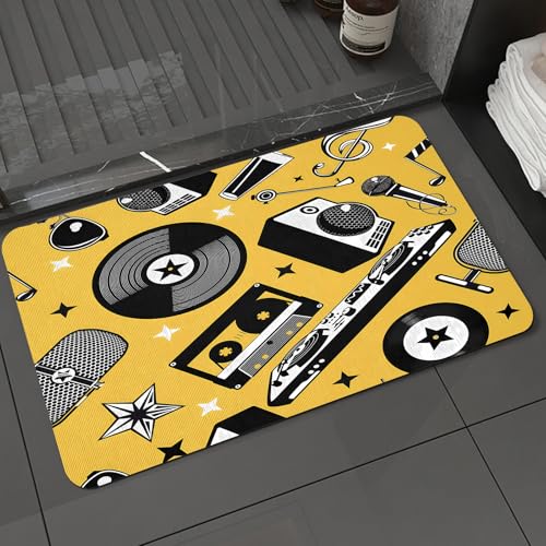 KDWJS Badematte rutschfest Super Absorbierende Badezimmerteppich,Waschbar Duschvorleger,Badewannen undBadezimmer,Nahtlose Muster farbigen Spule Tonbandgerät,40x60 cm von KDWJS