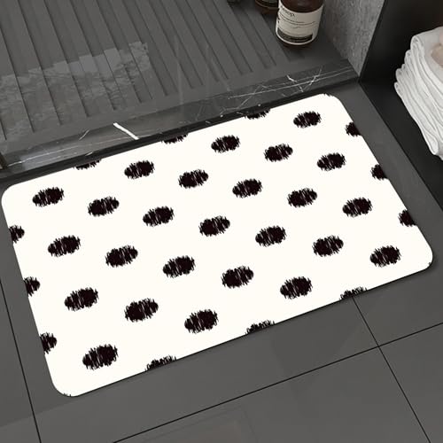 KDWJS Badematte rutschfest Super Absorbierende Badezimmerteppich,Waschbar Duschvorleger,Badewannen undBadezimmer,Nahtloser schwarz-weißer Kritzelpunkt-Texturhintergrund,40x60 cm von KDWJS