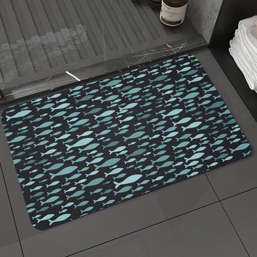 KDWJS Badematte rutschfest Super Absorbierende Badezimmerteppich,Waschbar Duschvorleger,Badewannen undBadezimmer,Nahtloses Muster mit einem Fischschwarm. Tapeten mit Silhouetten Kleiner Fis,40x60 cm KDWJS Badematte rutschfest Super Absorbierende Badezimmerteppich,Waschbar Duschvorleger,Badewannen undBadezimmer,Nahtloses Muster mit einem Fischschwarm. Tapeten mit Silhouetten Kleiner Fis,40x60 cm von KDWJS