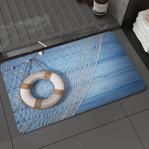 KDWJS Badematte rutschfest Super Absorbierende Badezimmerteppich,Waschbar Duschvorleger,Badewannen undBadezimmer,Nautisches Set Boje, Rettungsring ation auf Shabby Natur Antik Look H,40x60 cm KDWJS Badematte rutschfest Super Absorbierende Badezimmerteppich,Waschbar Duschvorleger,Badewannen undBadezimmer,Nautisches Set Boje, Rettungsring ation auf Shabby Natur Antik Look H,40x60 cm von KDWJS