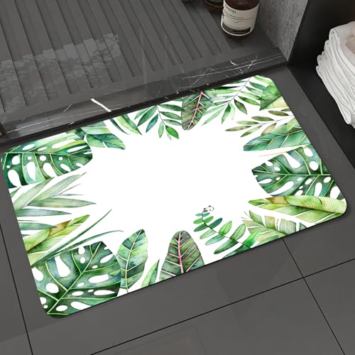 KDWJS Badematte rutschfest Super Absorbierende Badezimmerteppich,Waschbar Duschvorleger,Badewannen undBadezimmer,Pflanze, Interessantes Dschungelthema Bild mit Blättern und Öffnung zum Himm,40x60 cm von KDWJS
