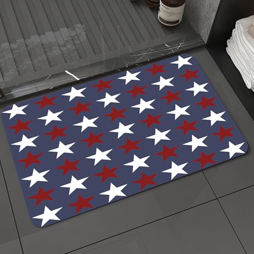 KDWJS Badematte rutschfest Super Absorbierende Badezimmerteppich,Waschbar Duschvorleger,Badewannen undBadezimmer,Primitive ländliche Dekoration, symmetrische Sterne Independence,40x60 cm KDWJS Badematte rutschfest Super Absorbierende Badezimmerteppich,Waschbar Duschvorleger,Badewannen undBadezimmer,Primitive ländliche Dekoration, symmetrische Sterne Independence,40x60 cm von KDWJS