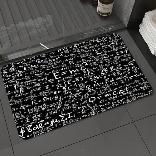 KDWJS Badematte rutschfest Super Absorbierende Badezimmerteppich,Waschbar Duschvorleger,Badewannen undBadezimmer,Reihe intensiver physikalischer und mathematischer Gleichungen an der Tafel,40x60 cm von KDWJS