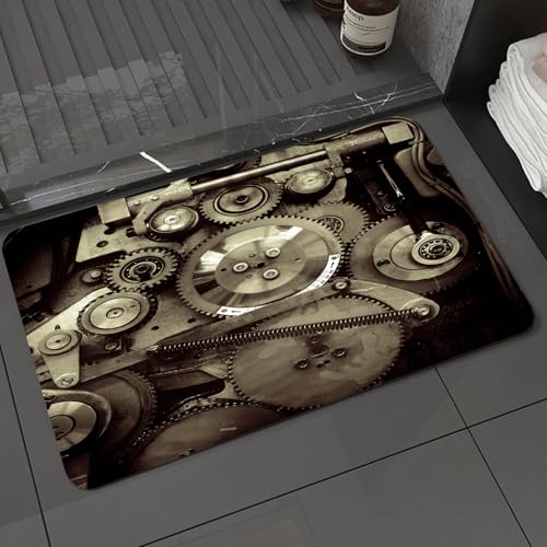 KDWJS Badematte rutschfest Super Absorbierende Badezimmerteppich,Waschbar Duschvorleger,Badewannen undBadezimmer,Retro-mechanische Montage, eine Reihe von rustikalen Zahnrädern und komplizi,40x60 cm KDWJS Badematte rutschfest Super Absorbierende Badezimmerteppich,Waschbar Duschvorleger,Badewannen undBadezimmer,Retro-mechanische Montage, eine Reihe von rustikalen Zahnrädern und komplizi,40x60 cm von KDWJS