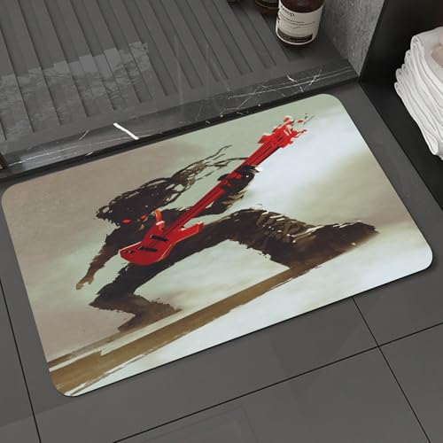 KDWJS Badematte rutschfest Super Absorbierende Badezimmerteppich,Waschbar Duschvorleger,Badewannen undBadezimmer,Rocker-Gitarrist spielt rote Gitarre Illustration Digitale Malerei,40x60 cm KDWJS Badematte rutschfest Super Absorbierende Badezimmerteppich,Waschbar Duschvorleger,Badewannen undBadezimmer,Rocker-Gitarrist spielt rote Gitarre Illustration Digitale Malerei,40x60 cm von KDWJS