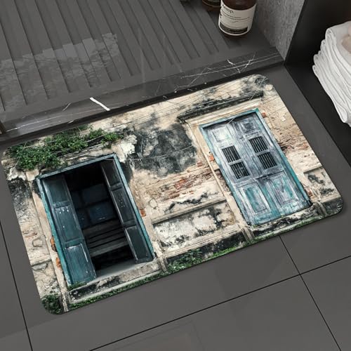KDWJS Badematte rutschfest Super Absorbierende Badezimmerteppich,Waschbar Duschvorleger,Badewannen undBadezimmer,Rustikal, Türen eines Alten Felsens mit französischen Rahmendetails im ländl,40x60 cm KDWJS Badematte rutschfest Super Absorbierende Badezimmerteppich,Waschbar Duschvorleger,Badewannen undBadezimmer,Rustikal, Türen eines Alten Felsens mit französischen Rahmendetails im ländl,40x60 cm von KDWJS
