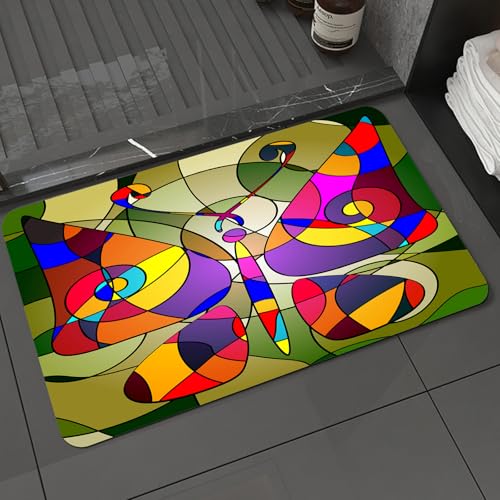 KDWJS Badematte rutschfest Super Absorbierende Badezimmerteppich,Waschbar Duschvorleger,Badewannen undBadezimmer,Satz von Schmetterlingen, abstrakte Variation Mage Butterfly com,40x60 cm von KDWJS