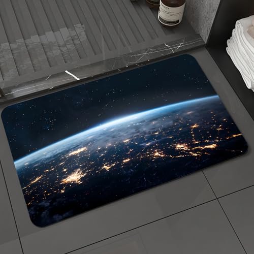KDWJS Badematte rutschfest Super Absorbierende Badezimmerteppich,Waschbar Duschvorleger,Badewannen undBadezimmer,Schauen Sie Sich die spektakuläre Aussicht auf die Erde aus dem Weltraum an.,40x60 cm von KDWJS