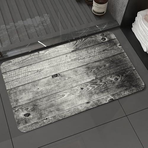 KDWJS Badematte rutschfest Super Absorbierende Badezimmerteppich,Waschbar Duschvorleger,Badewannen undBadezimmer,Schwarz grau Holzbrett Textur Hintergrundtextur,40x60 cm von KDWJS