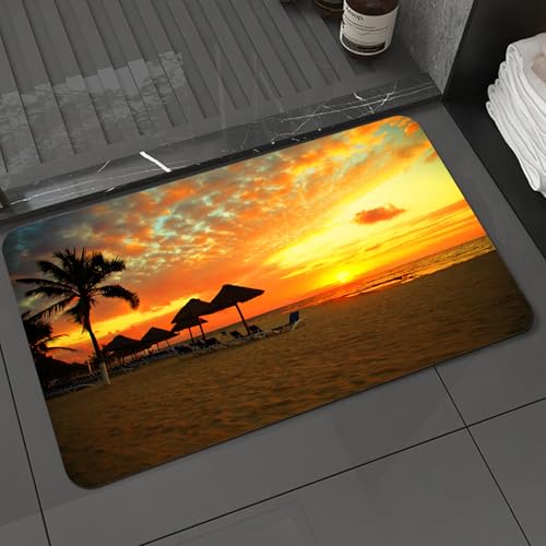 KDWJS Badematte rutschfest Super Absorbierende Badezimmerteppich,Waschbar Duschvorleger,Badewannen undBadezimmer,Seaside Set, Sonnenuntergang Szene am Beach Resort Silhouette Romantische FL,40x60 cm KDWJS Badematte rutschfest Super Absorbierende Badezimmerteppich,Waschbar Duschvorleger,Badewannen undBadezimmer,Seaside Set, Sonnenuntergang Szene am Beach Resort Silhouette Romantische FL,40x60 cm von KDWJS
