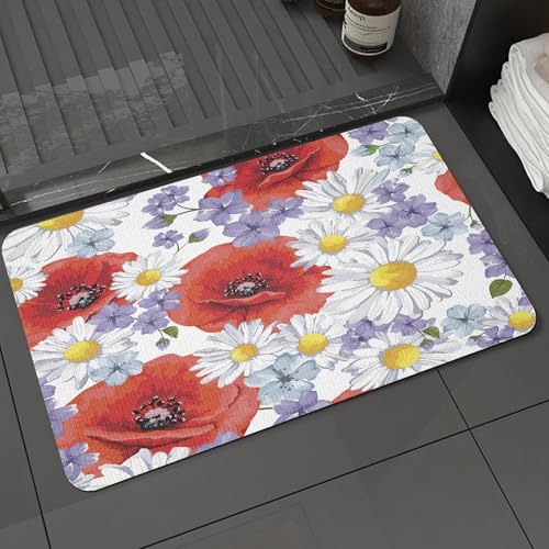 KDWJS Badematte rutschfest Super Absorbierende Badezimmerteppich,Waschbar Duschvorleger,Badewannen undBadezimmer,Sommerblumen Tapete,40x60 cm KDWJS Badematte rutschfest Super Absorbierende Badezimmerteppich,Waschbar Duschvorleger,Badewannen undBadezimmer,Sommerblumen Tapete,40x60 cm von KDWJS