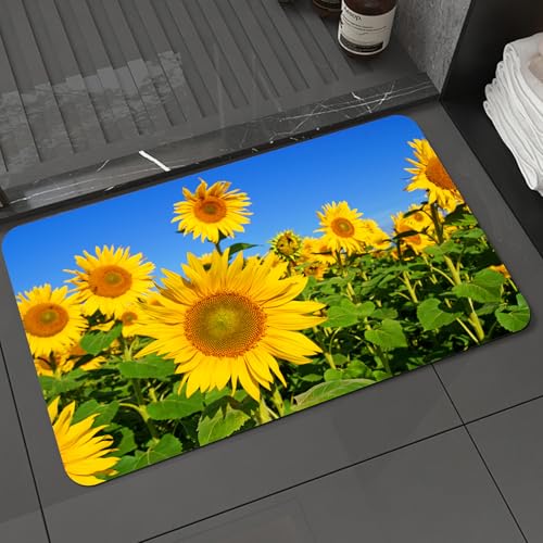 KDWJS Badematte rutschfest Super Absorbierende Badezimmerteppich,Waschbar Duschvorleger,Badewannen undBadezimmer,Sonnenblumenfeld, Sonnenblumen lehnen Sich gegen den blauen Himmel, Blumen T,40x60 cm KDWJS Badematte rutschfest Super Absorbierende Badezimmerteppich,Waschbar Duschvorleger,Badewannen undBadezimmer,Sonnenblumenfeld, Sonnenblumen lehnen Sich gegen den blauen Himmel, Blumen T,40x60 cm von KDWJS