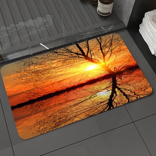 KDWJS Badematte rutschfest Super Absorbierende Badezimmerteppich,Waschbar Duschvorleger,Badewannen undBadezimmer,Sonnenuntergangsszene, die Skelettäste eines Baumes lehnen Sich gegen einen,40x60 cm KDWJS Badematte rutschfest Super Absorbierende Badezimmerteppich,Waschbar Duschvorleger,Badewannen undBadezimmer,Sonnenuntergangsszene, die Skelettäste eines Baumes lehnen Sich gegen einen,40x60 cm von KDWJS