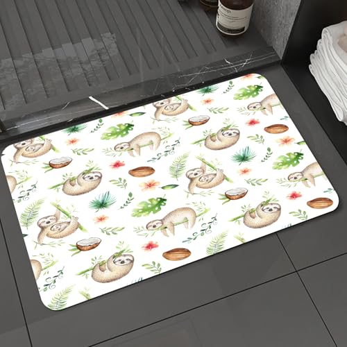 KDWJS Badematte rutschfest Super Absorbierende Badezimmerteppich,Waschbar Duschvorleger,Badewannen undBadezimmer,Spielautomat und Spielautomat, Tropische Blätter, Blumen und Nüsse, faul, mi,40x60 cm KDWJS Badematte rutschfest Super Absorbierende Badezimmerteppich,Waschbar Duschvorleger,Badewannen undBadezimmer,Spielautomat und Spielautomat, Tropische Blätter, Blumen und Nüsse, faul, mi,40x60 cm von KDWJS