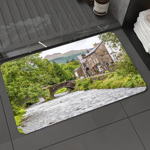 KDWJS Badematte rutschfest Super Absorbierende Badezimmerteppich,Waschbar Duschvorleger,Badewannen undBadezimmer,Stadt und Brücke im Herzen des Smowdonia-Nationalparks in Gwynedd, Wales, Gr,40x60 cm KDWJS Badematte rutschfest Super Absorbierende Badezimmerteppich,Waschbar Duschvorleger,Badewannen undBadezimmer,Stadt und Brücke im Herzen des Smowdonia-Nationalparks in Gwynedd, Wales, Gr,40x60 cm von KDWJS