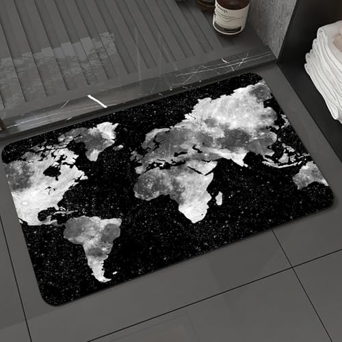 KDWJS Badematte rutschfest Super Absorbierende Badezimmerteppich,Waschbar Duschvorleger,Badewannen undBadezimmer,Sternenhimmel mit mondähnlicher Textur, der Kontinent der Erde im kosmischen,40x60 cm von KDWJS