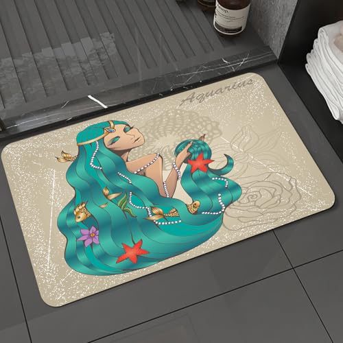 KDWJS Badematte rutschfest Super Absorbierende Badezimmerteppich,Waschbar Duschvorleger,Badewannen undBadezimmer,Sternzeichen Wassermann, Dame mit Perlen, Blumen, Seestern, sexy Fantasy-Cha,40x60 cm KDWJS Badematte rutschfest Super Absorbierende Badezimmerteppich,Waschbar Duschvorleger,Badewannen undBadezimmer,Sternzeichen Wassermann, Dame mit Perlen, Blumen, Seestern, sexy Fantasy-Cha,40x60 cm von KDWJS