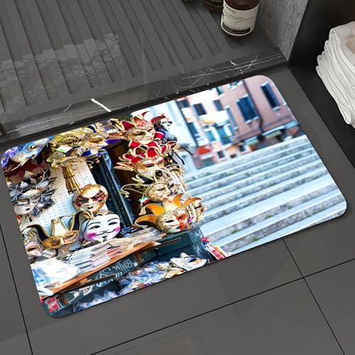 KDWJS Badematte rutschfest Super Absorbierende Badezimmerteppich,Waschbar Duschvorleger,Badewannen undBadezimmer,Straßenkarnevalsmaskenladen in Venedig, Italien,40x60 cm KDWJS Badematte rutschfest Super Absorbierende Badezimmerteppich,Waschbar Duschvorleger,Badewannen undBadezimmer,Straßenkarnevalsmaskenladen in Venedig, Italien,40x60 cm von KDWJS