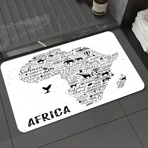 KDWJS Badematte rutschfest Super Absorbierende Badezimmerteppich,Waschbar Duschvorleger,Badewannen undBadezimmer,Symbole der Natur, Kultur und Architektur Afrikas in Form Einer Karte,40x60 cm KDWJS Badematte rutschfest Super Absorbierende Badezimmerteppich,Waschbar Duschvorleger,Badewannen undBadezimmer,Symbole der Natur, Kultur und Architektur Afrikas in Form Einer Karte,40x60 cm von KDWJS