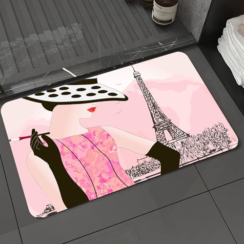 KDWJS Badematte rutschfest Super Absorbierende Badezimmerteppich,Waschbar Duschvorleger,Badewannen undBadezimmer,Teen, sexy Frau mit Hut rauchend vor dem Eiffelturm im waschbaren Design,40x60 cm KDWJS Badematte rutschfest Super Absorbierende Badezimmerteppich,Waschbar Duschvorleger,Badewannen undBadezimmer,Teen, sexy Frau mit Hut rauchend vor dem Eiffelturm im waschbaren Design,40x60 cm von KDWJS