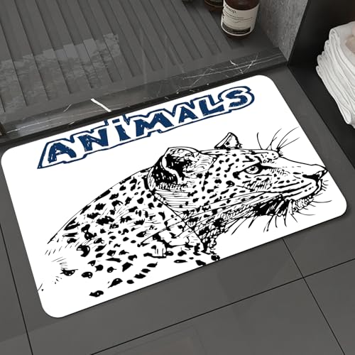 KDWJS Badematte rutschfest Super Absorbierende Badezimmerteppich,Waschbar Duschvorleger,Badewannen undBadezimmer,Tier Leopardenmuster, Tiermotiv Leopard, Leopard mit Titel Tier,40x60 cm von KDWJS