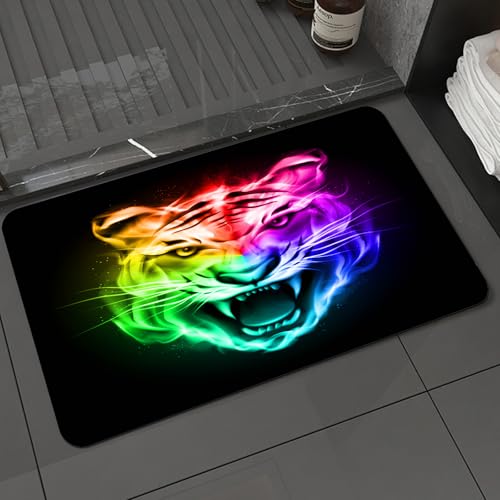 KDWJS Badematte rutschfest Super Absorbierende Badezimmerteppich,Waschbar Duschvorleger,Badewannen undBadezimmer,Tiger, mehrfarbige abstrakte Wiedergabe, großes katzenartiges loderndes Spek,40x60 cm KDWJS Badematte rutschfest Super Absorbierende Badezimmerteppich,Waschbar Duschvorleger,Badewannen undBadezimmer,Tiger, mehrfarbige abstrakte Wiedergabe, großes katzenartiges loderndes Spek,40x60 cm von KDWJS