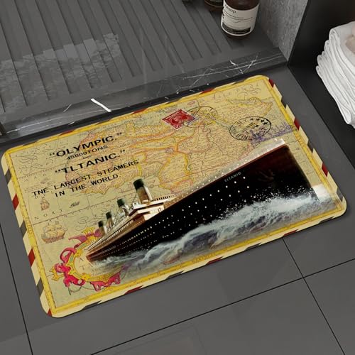 KDWJS Badematte rutschfest Super Absorbierende Badezimmerteppich,Waschbar Duschvorleger,Badewannen undBadezimmer,Titanic-Retrokarte, Das größte Schiff auf der antiken Titanic-Karte, Titanic,40x60 cm KDWJS Badematte rutschfest Super Absorbierende Badezimmerteppich,Waschbar Duschvorleger,Badewannen undBadezimmer,Titanic-Retrokarte, Das größte Schiff auf der antiken Titanic-Karte, Titanic,40x60 cm von KDWJS