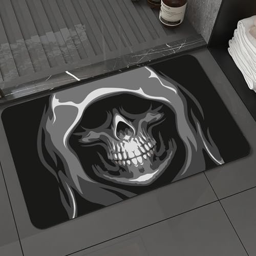 KDWJS Badematte rutschfest Super Absorbierende Badezimmerteppich,Waschbar Duschvorleger,Badewannen undBadezimmer,Tod der Sonnenfinsternis und Tod der Sense, Gott des Todes im trüben Sonnens,40x60 cm von KDWJS