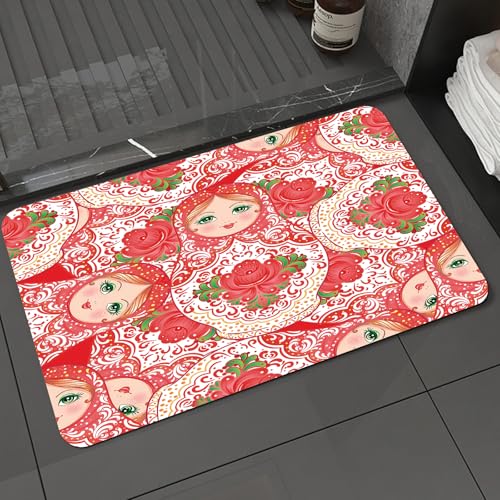 KDWJS Badematte rutschfest Super Absorbierende Badezimmerteppich,Waschbar Duschvorleger,Badewannen undBadezimmer,Traditionelle russische hölzerne Nistpuppe, nahtloses Muster, Volkshandwerk,40x60 cm KDWJS Badematte rutschfest Super Absorbierende Badezimmerteppich,Waschbar Duschvorleger,Badewannen undBadezimmer,Traditionelle russische hölzerne Nistpuppe, nahtloses Muster, Volkshandwerk,40x60 cm von KDWJS