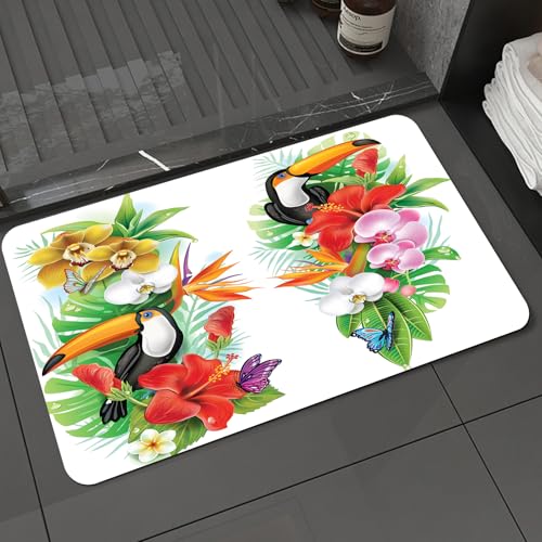 KDWJS Badematte rutschfest Super Absorbierende Badezimmerteppich,Waschbar Duschvorleger,Badewannen undBadezimmer,Tropische Vögel und Blumen, Blumen und harmonische Schmetterlinge, exotische,40x60 cm KDWJS Badematte rutschfest Super Absorbierende Badezimmerteppich,Waschbar Duschvorleger,Badewannen undBadezimmer,Tropische Vögel und Blumen, Blumen und harmonische Schmetterlinge, exotische,40x60 cm von KDWJS