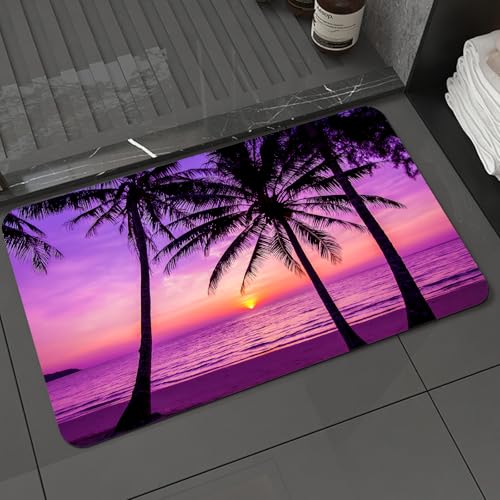 KDWJS Badematte rutschfest Super Absorbierende Badezimmerteppich,Waschbar Duschvorleger,Badewannen undBadezimmer,Tropisches Dekor, Palmen-Silhouette am tropischen Strand bei Sonnenuntergang,40x60 cm KDWJS Badematte rutschfest Super Absorbierende Badezimmerteppich,Waschbar Duschvorleger,Badewannen undBadezimmer,Tropisches Dekor, Palmen-Silhouette am tropischen Strand bei Sonnenuntergang,40x60 cm von KDWJS